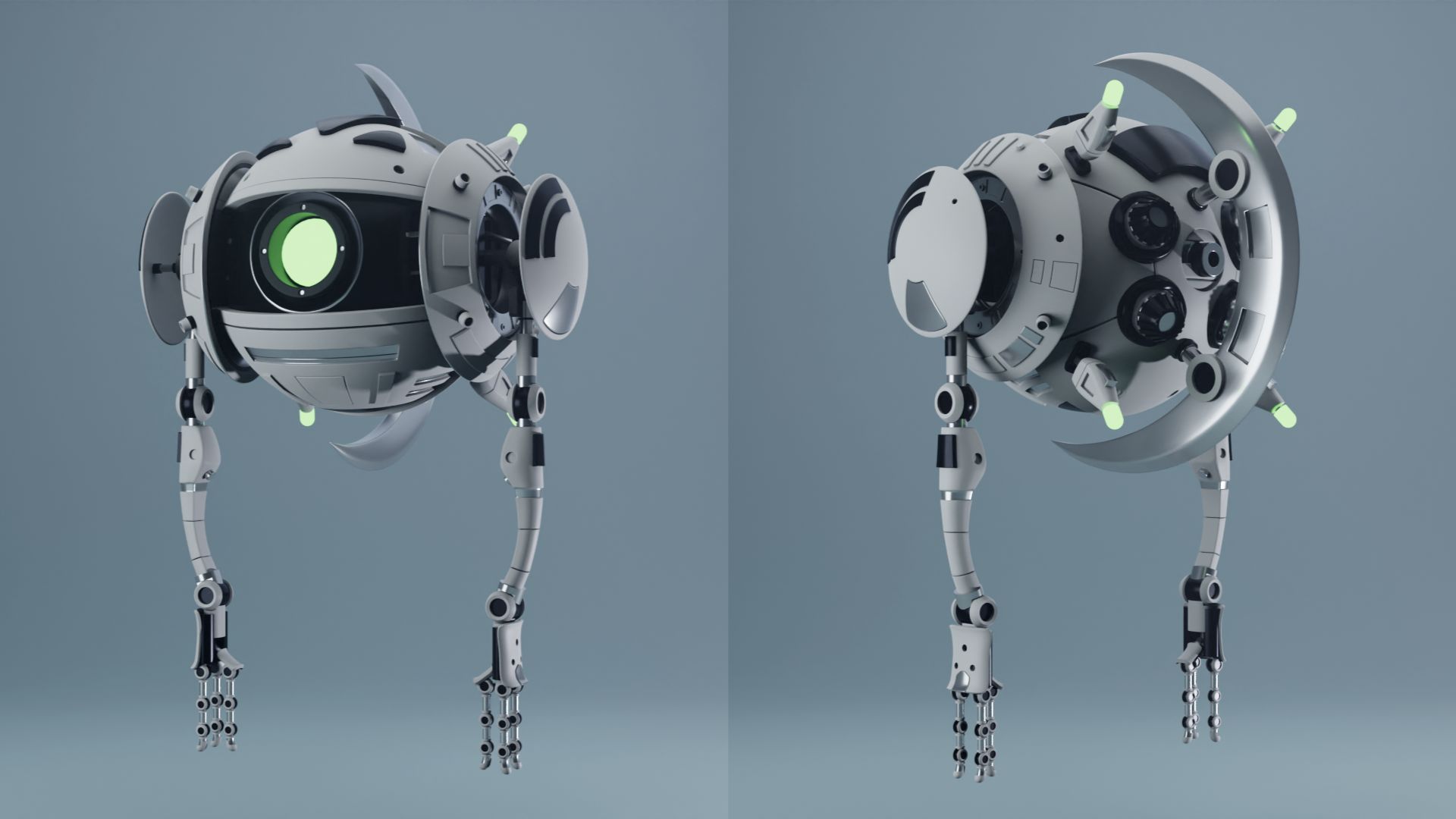 Robot articulé, deux vues
