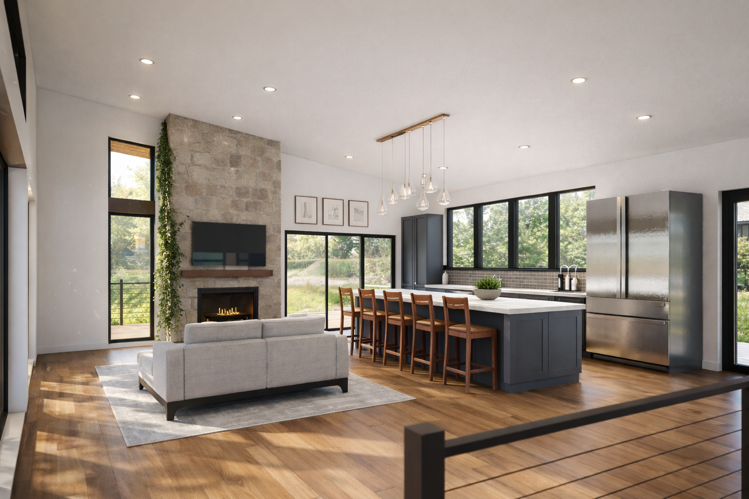 Intérieur : cuisine et salon